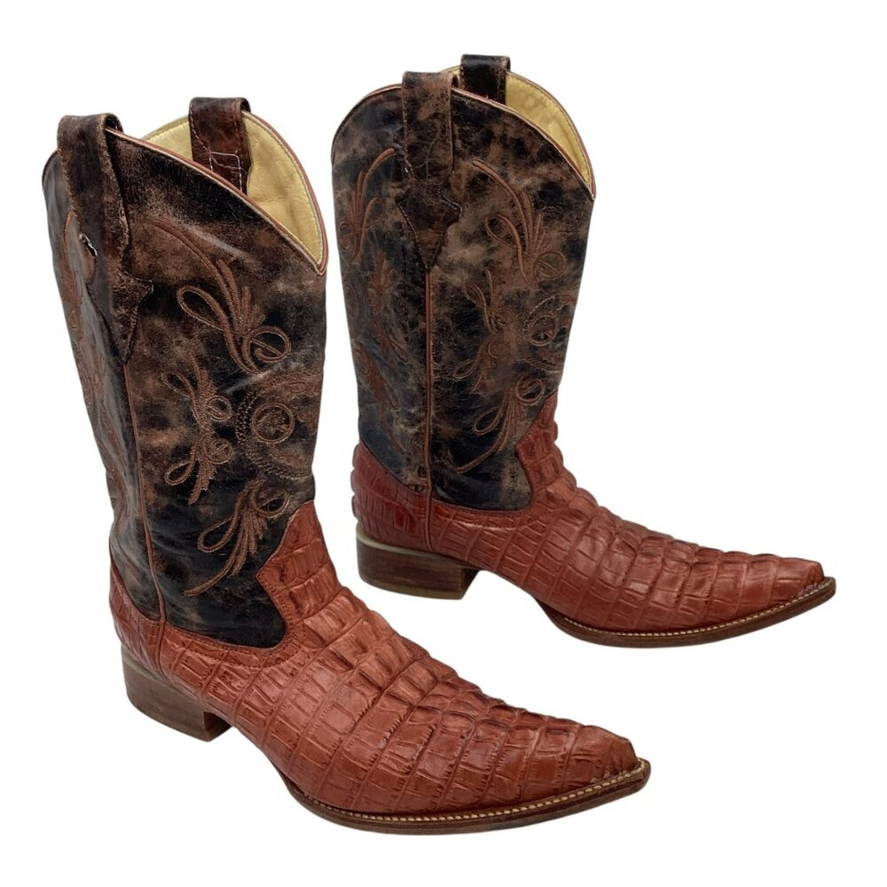 Botas Del Primo Caiman Exotic Print Leather Mens 27 Western Cowboy Boots - Picture 9 of 16